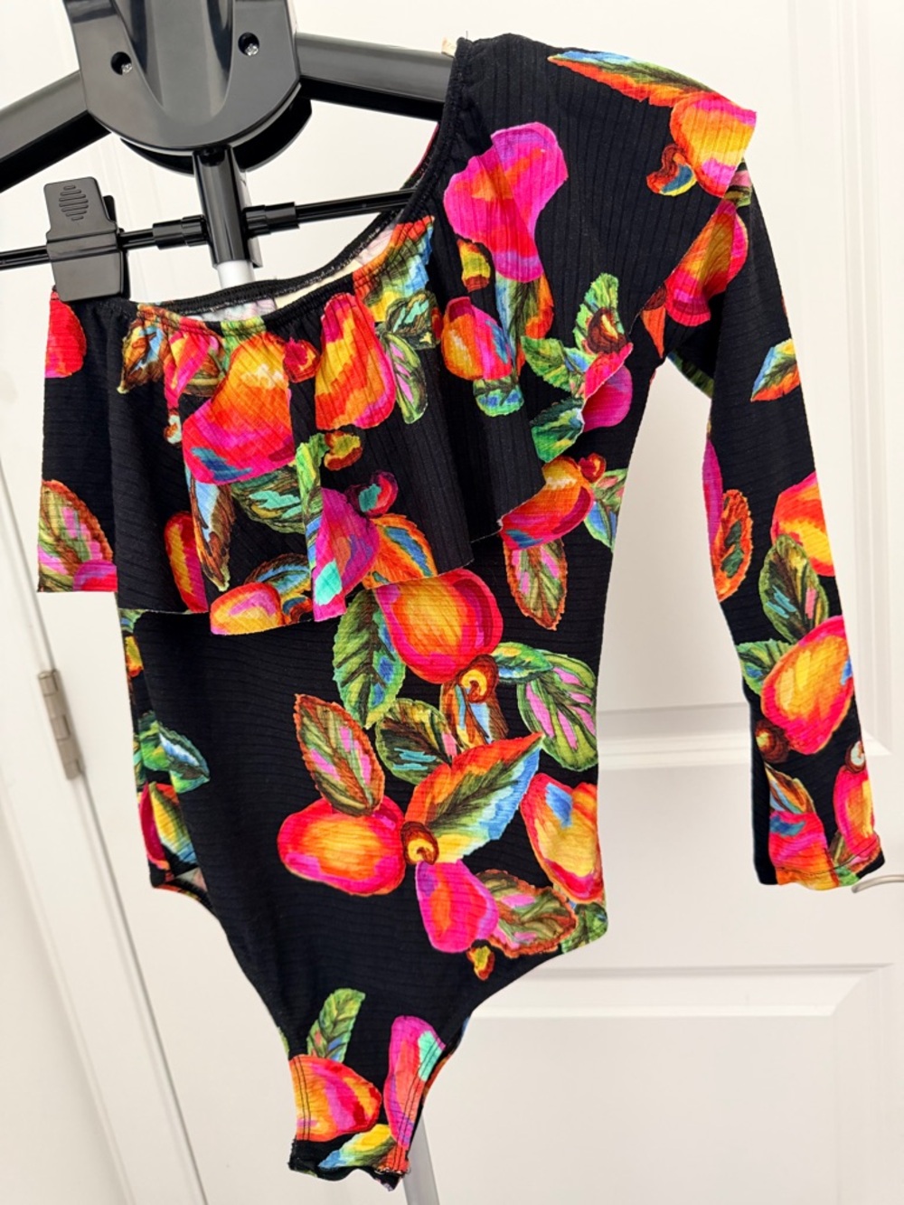 FARM Rio | One Shoulder Ruffle Cashew Bodysuit Tropical